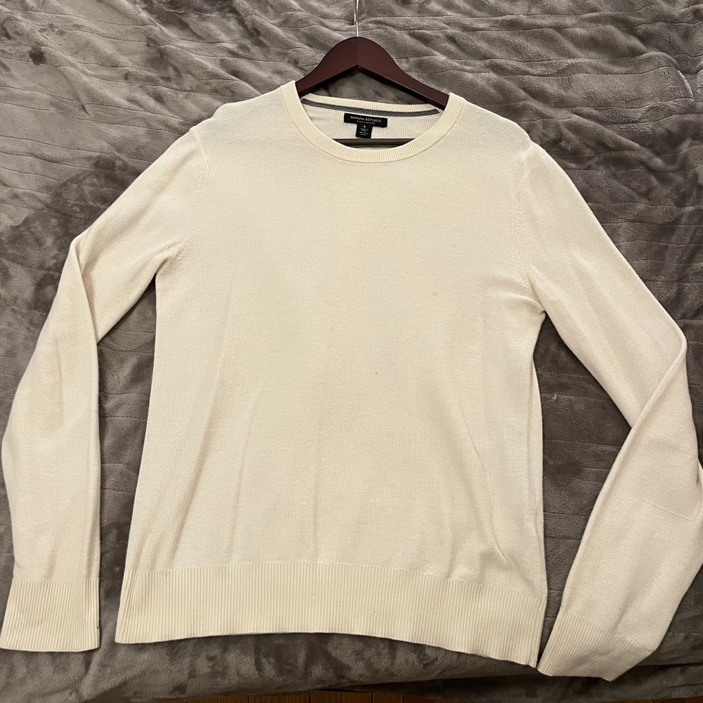Banana Republic Cream Pima Cotton Crew Neck Sweater S